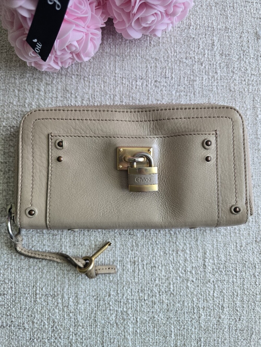 🔐 Chloé Paddington Beige Leather Zip-Around Wallet